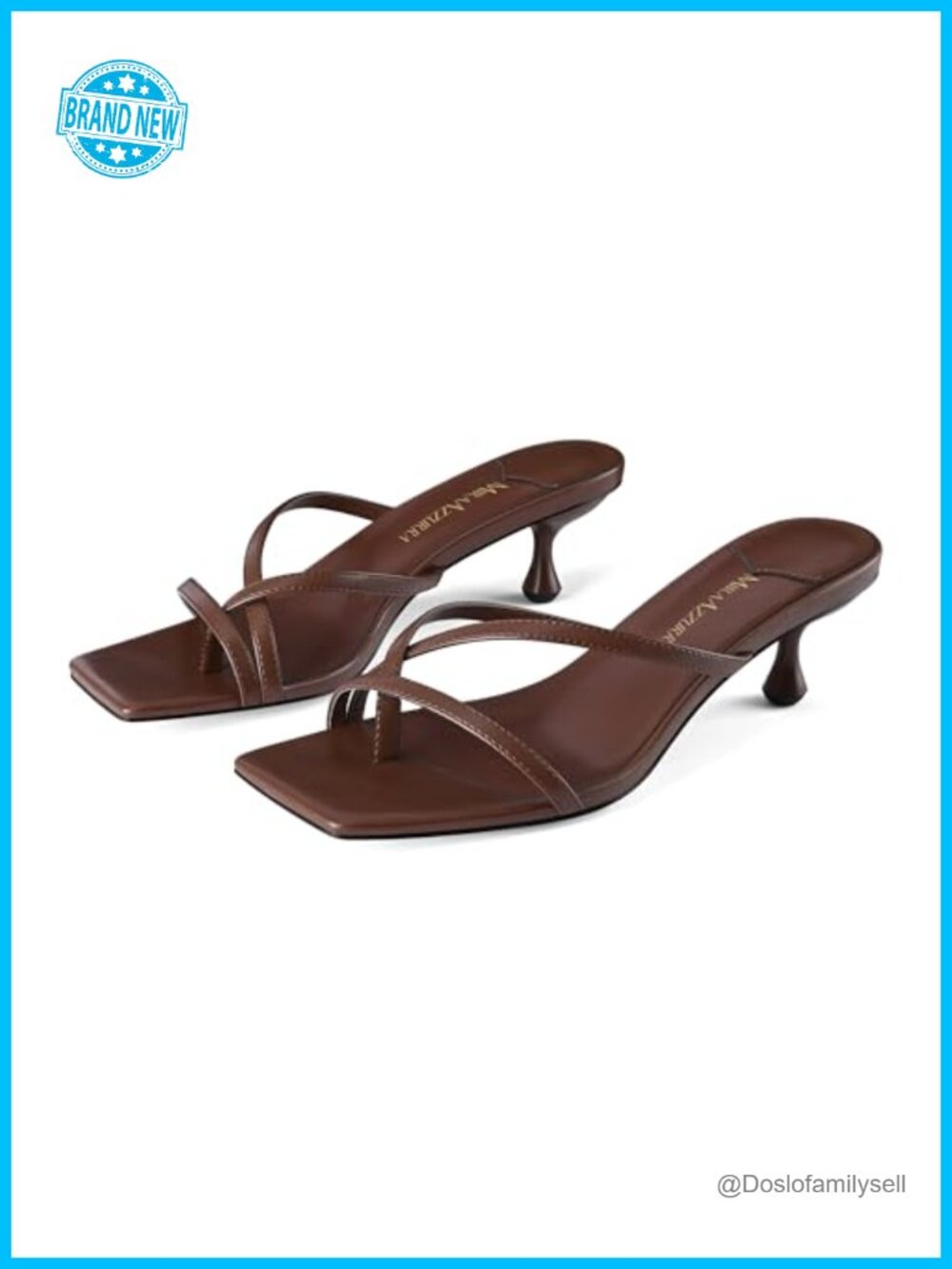 Faux Leather Kitten Heel Thong Sandals Slip On Square Toe Flip Flops